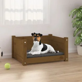 Cama para perros madera maciza pino marrón miel 55,5x45,5x28 cm de vidaXL, Camas para perros - Ref: Foro24-821445, Precio: 50...
