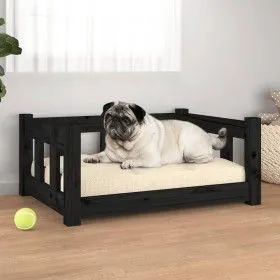 Cama para perros madera maciza de pino negro 65,5x50,5x28 cm de vidaXL, Camas para perros - Ref: Foro24-820191, Precio: 51,11...
