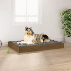 Cama para perros madera maciza pino marrón miel 91,5x64x9 cm de vidaXL, Camas para perros - Ref: Foro24-820864, Precio: 52,24...