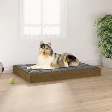 Cama para perros madera maciza pino marrón miel 91,5x64x9 cm de vidaXL, Camas para perros - Ref: Foro24-820864, Precio: 52,24...