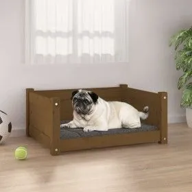 Cama para perros madera maciza pino marrón miel 65,5x50,5x28 cm de vidaXL, Camas para perros - Ref: Foro24-821450, Precio: 55...