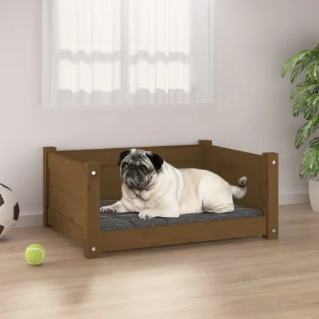 Cama para perros madera maciza pino marrón miel 65,5x50,5x28 cm de vidaXL, Camas para perros - Ref: Foro24-821450, Precio: 55...