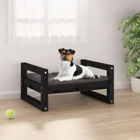 Cama para perros madera maciza de pino negro 55,5x45,5x28 cm de vidaXL, Camas para perros - Ref: Foro24-821471, Precio: 36,58...