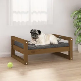 Cama para perros madera maciza pino marrón miel 65,5x50,5x28 cm de vidaXL, Camas para perros - Ref: Foro24-821475, Precio: 39...