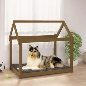 Cama para perros madera maciza pino marrón miel 101x70x90 cm de vidaXL, Camas para perros - Ref: Foro24-822215, Precio: 65,40...