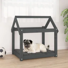 Cama para perros madera maciza de pino gris 71x55x70 cm de vidaXL, Camas para perros - Ref: Foro24-822204, Precio: 48,40 €, D...