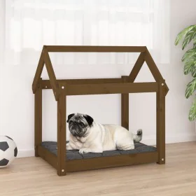 Cama para perros madera maciza pino marrón miel 71x55x70 cm de vidaXL, Camas para perros - Ref: Foro24-822205, Precio: 46,26 ...