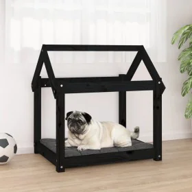 Cama para perros madera maciza de pino negro 71x55x70 cm de vidaXL, Camas para perros - Ref: Foro24-822206, Precio: 48,74 €, ...
