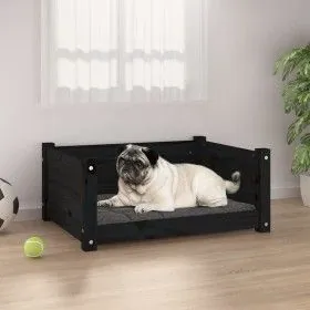 Cama para perros madera maciza de pino negro 65,5x50,5x28 cm de vidaXL, Camas para perros - Ref: Foro24-821451, Precio: 55,68...