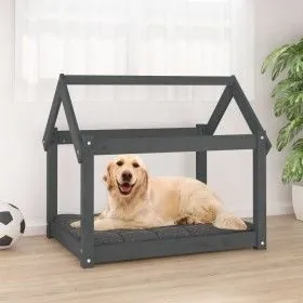 Cama para perros madera maciza de pino gris 81x60x70 cm de vidaXL, Camas para perros - Ref: Foro24-822209, Precio: 53,65 €, D...