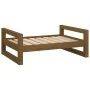 Cama para perros madera maciza pino marrón miel 75,5x55,5x28 cm de vidaXL, Camas para perros - Ref: Foro24-821480, Precio: 55...