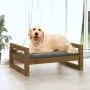 Cama para perros madera maciza pino marrón miel 75,5x55,5x28 cm de vidaXL, Camas para perros - Ref: Foro24-821480, Precio: 55...