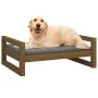 Cama para perros madera maciza pino marrón miel 75,5x55,5x28 cm de vidaXL, Camas para perros - Ref: Foro24-821480, Precio: 55...