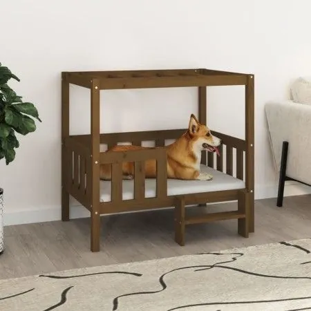 Cama para perros madera maciza pino marrón miel 95,5x73,5x90 cm de vidaXL, Camas para perros - Ref: Foro24-822385, Precio: 92...