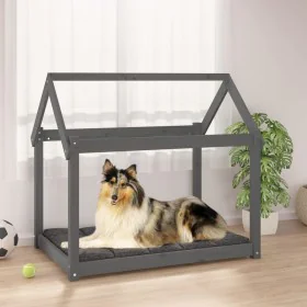 Cama para perros madera maciza de pino gris 101x70x90 cm de vidaXL, Camas para perros - Ref: Foro24-822214, Precio: 65,40 €, ...