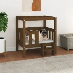 Cama para perros madera maciza pino marrón miel 65,5x43x70 cm de vidaXL, Camas para perros - Ref: Foro24-822375, Precio: 63,3...