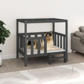 Cama para perros madera maciza de pino gris 105,5x83,5x100 cm de vidaXL, Camas para perros - Ref: Foro24-822389, Precio: 102,...