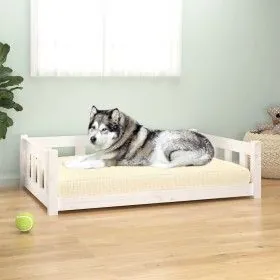 Cama para perros madera maciza de pino blanco 105,5x75,5x28 cm de vidaXL, Camas para perros - Ref: Foro24-833258, Precio: 74,...