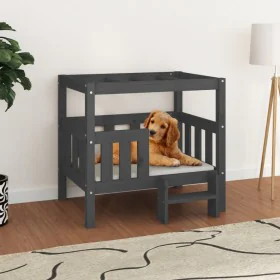 Cama para perros madera maciza de pino gris 75,5x63,5x70 cm de vidaXL, Camas para perros - Ref: Foro24-822379, Precio: 77,54 ...