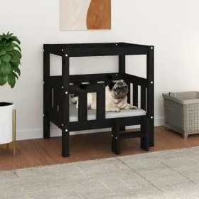 Cama para perros madera maciza de pino negro 65,5x43x70 cm de vidaXL, Camas para perros - Ref: Foro24-822376, Precio: 81,76 €...