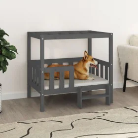 Cama para perros madera maciza de pino gris 95,5x73,5x90 cm de vidaXL, Camas para perros - Ref: Foro24-822384, Precio: 102,67...