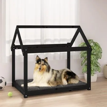 Cama para perros madera maciza de pino negro 101x70x90 cm de vidaXL, Camas para perros - Ref: Foro24-822216, Precio: 72,65 €,...