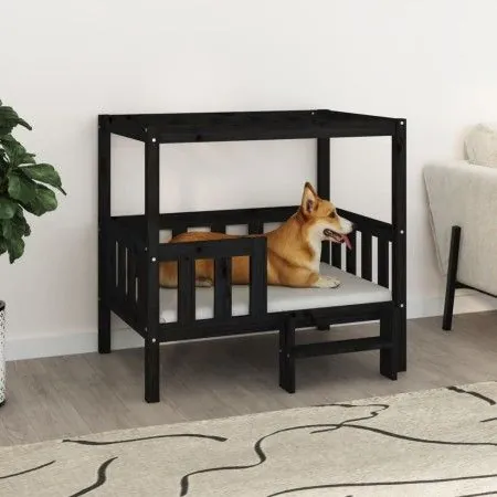 Cama para perros madera maciza de pino negro 95,5x73,5x90 cm de vidaXL, Camas para perros - Ref: Foro24-822386, Precio: 97,37...