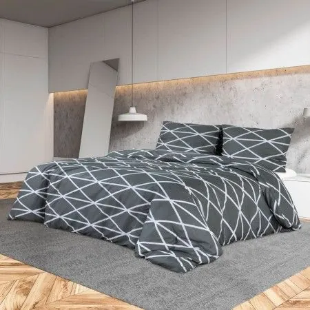 Juego de funda nórdica algodón gris 140x200 cm de vidaXL, Fundas de nórdico - Ref: Foro24-136049, Precio: 23,79 €, Descuento: %