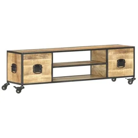 Mueble de TV de madera maciza de mango 130x30x39 cm de vidaXL, Muebles TV - Ref: Foro24-286377, Precio: 189,64 €, Descuento: %