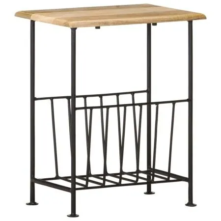 Revistero madera maciza de mango y acero 40x30x50 cm de vidaXL, Revisteros - Ref: Foro24-286465, Precio: 98,34 €, Descuento: %