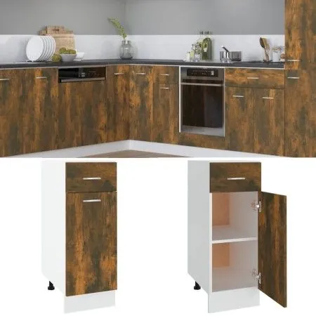 Armario bajo de cocina madera de ingeniería roble ahumado de vidaXL, Armarios de cocina - Ref: Foro24-815567, Precio: 55,39 €...