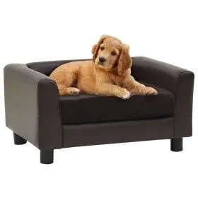 Sofá para perros felpa y cuero sintético marrón 60x43x30 cm de vidaXL, Camas para perros - Ref: Foro24-170961, Precio: 73,19 ...