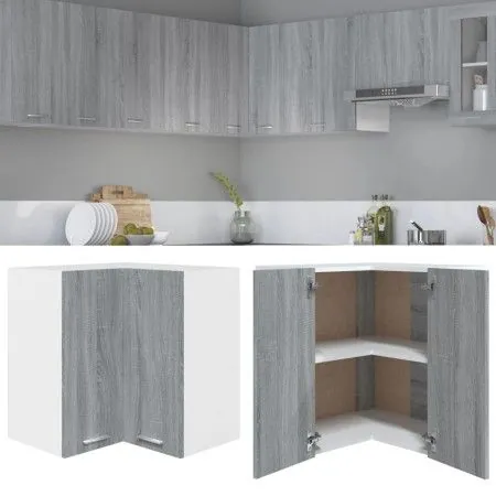 Armario colgante de esquina madera de ingeniería gris sonoma de vidaXL, Armarios de cocina - Ref: Foro24-815598, Precio: 79,1...