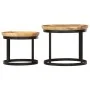 Mesas auxiliares redondas 2 uds madera maciza de mango y acero de vidaXL, Mesas auxiliares - Ref: Foro24-286470, Precio: 181,...