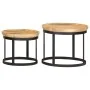 Mesas auxiliares redondas 2 uds madera maciza de mango y acero de vidaXL, Mesas auxiliares - Ref: Foro24-286470, Precio: 181,...