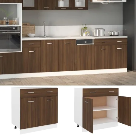 Armario inferior madera contrachapada marrón roble 80x46x81,5cm de vidaXL, Armarios de cocina - Ref: Foro24-815581, Precio: 1...