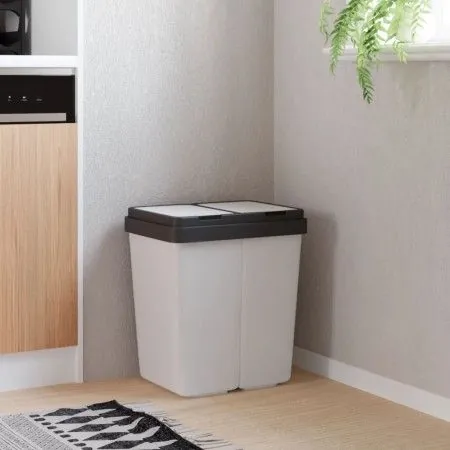 Cubo de basura doble blanco 2x25 L de vidaXL, Cubos de la basura y papeleras - Ref: Foro24-154981, Precio: 53,36 €, Descuento: %