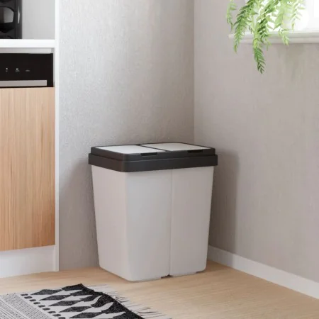 Doppelter weißer Abfalleimer 2x25 L von vidaXL, Mülltonnen und Mülltonnen - Ref: Foro24-154981, Preis: 53,36 €, Rabatt: %