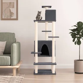 Rascador para gatos con postes de sisal gris oscuro 154 cm de vidaXL, Mobiliario para gatos - Ref: Foro24-171773, Precio: 68,...