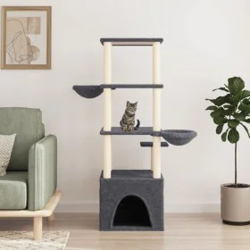 Rascador para gatos con postes de sisal gris oscuro 147 cm de vidaXL, Mobiliario para gatos - Ref: Foro24-171782, Precio: 76,...