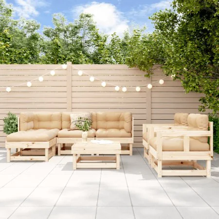 Juego de muebles de jardín 7 piezas y cojines madera maciza de vidaXL, Conjuntos de jardín - Ref: Foro24-3185808, Precio: 526...