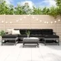 Juego de muebles de jardín 7 pzas y cojines madera maciza gris de vidaXL, Conjuntos de jardín - Ref: Foro24-3185936, Precio: ...