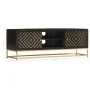 Mueble de TV madera maciza de mango negro y dorado 120x30x40 cm de vidaXL, Muebles TV - Ref: Foro24-286514, Precio: 276,55 €,...