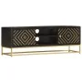 Mueble de TV madera maciza de mango negro y dorado 120x30x40 cm de vidaXL, Muebles TV - Ref: Foro24-286514, Precio: 276,55 €,...