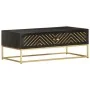 Mesa de centro madera maciza de mango negro y dorado 90x50x35cm de vidaXL, Mesas de centro - Ref: Foro24-286515, Precio: 265,...