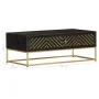Mesa de centro madera maciza de mango negro y dorado 90x50x35cm de vidaXL, Mesas de centro - Ref: Foro24-286515, Precio: 265,...