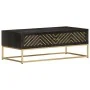 Mesa de centro madera maciza de mango negro y dorado 90x50x35cm de vidaXL, Mesas de centro - Ref: Foro24-286515, Precio: 265,...