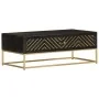 Mesa de centro madera maciza de mango negro y dorado 90x50x35cm de vidaXL, Mesas de centro - Ref: Foro24-286515, Precio: 265,...