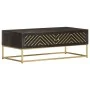 Mesa de centro madera maciza de mango negro y dorado 90x50x35cm de vidaXL, Mesas de centro - Ref: Foro24-286515, Precio: 265,...