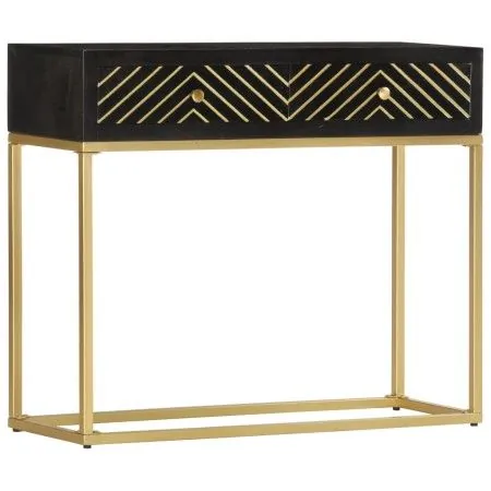 Solid black and gold mango wood console table 90x30x75cm by vidaXL, Sideboards - Ref: Foro24-286518, Price: 224,93 €, Discoun...